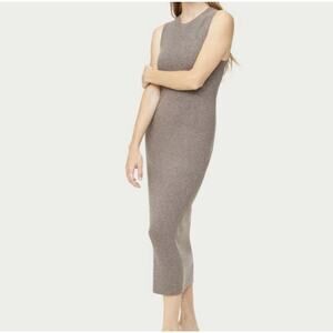 Jenni Kayne Sleeveless Cotton Cashmere Sweater Midi Dress S Brown Quiet Luxury